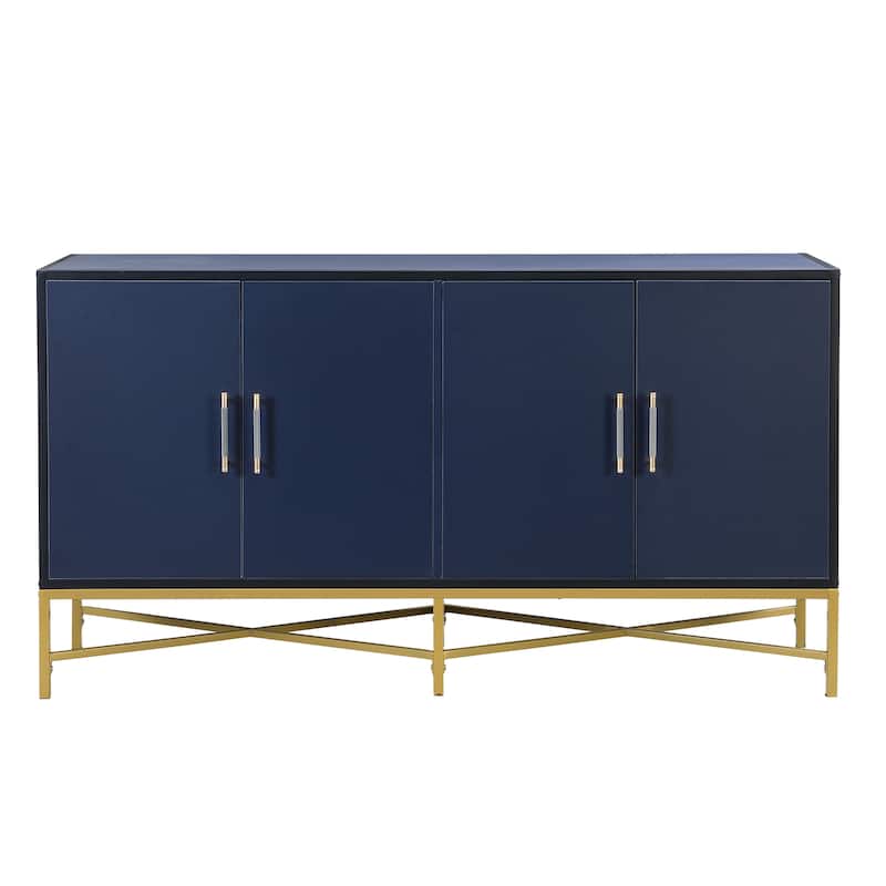 Four-Door Sideboard with Metal and Cross-Leg Design,Suitable for Living Rooms,Entrance and Study