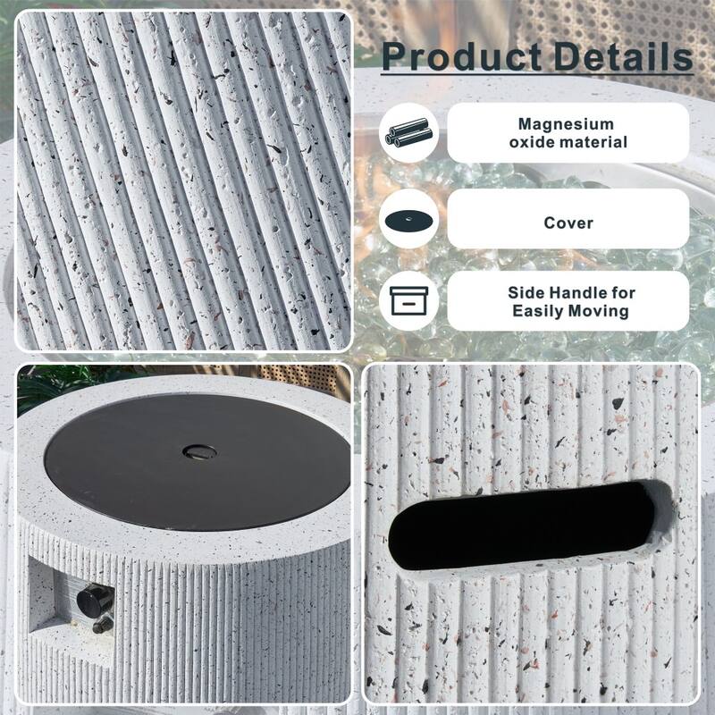 30.87" Modern Outdoor Magnesium Oxide Fire Pit Table