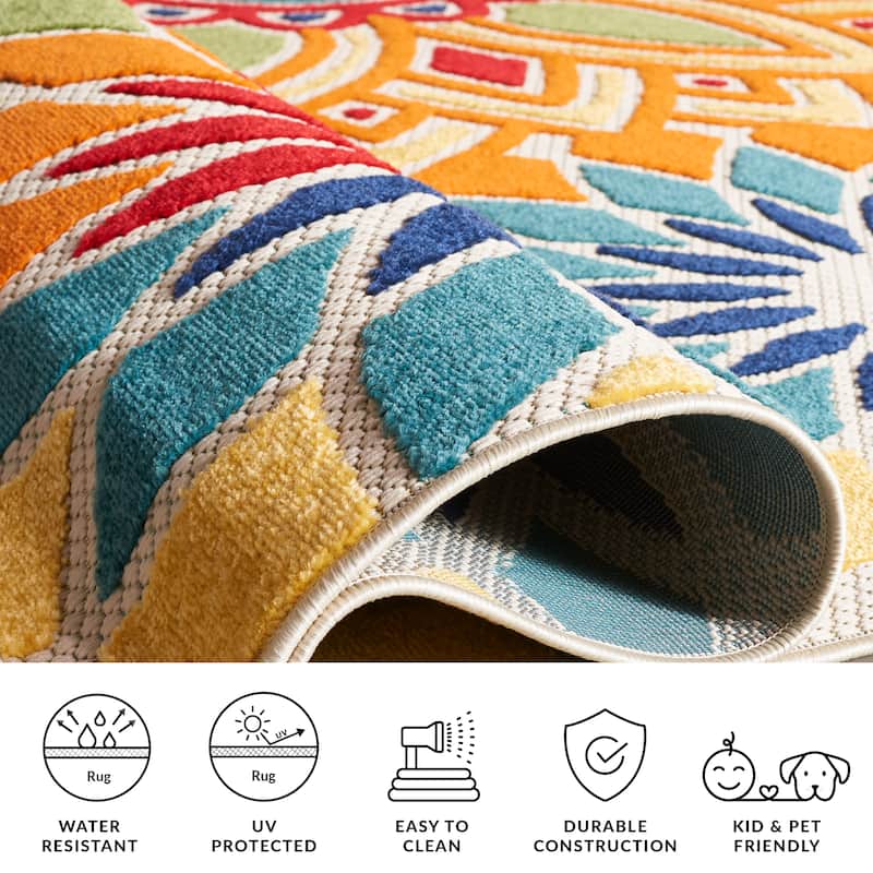 SAFAVIEH Cabana Ingke Indoor/ Outdoor Waterproof Patio Floral Rug
