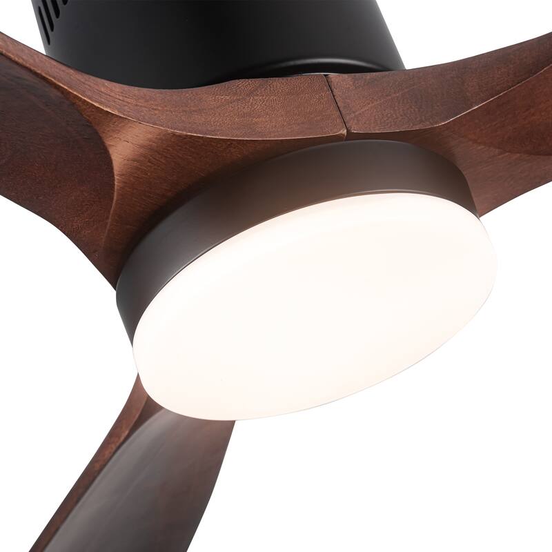6-Speed Remote Control Wood Dimmable Ceiling Fan with Lights & Reversible Motor, Smart APP Control, Quiet Flush Mount Fan