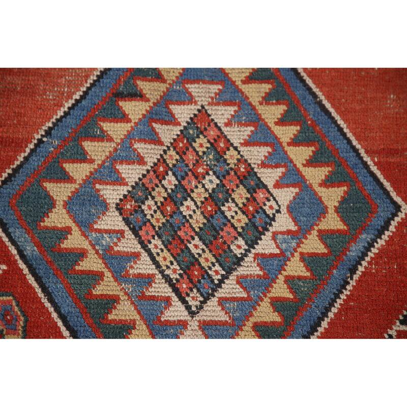 Red Antique Heriz Bakhshayesh Persian Runner Rug Handmade Wool Carpet - 3'3"x 15'8"