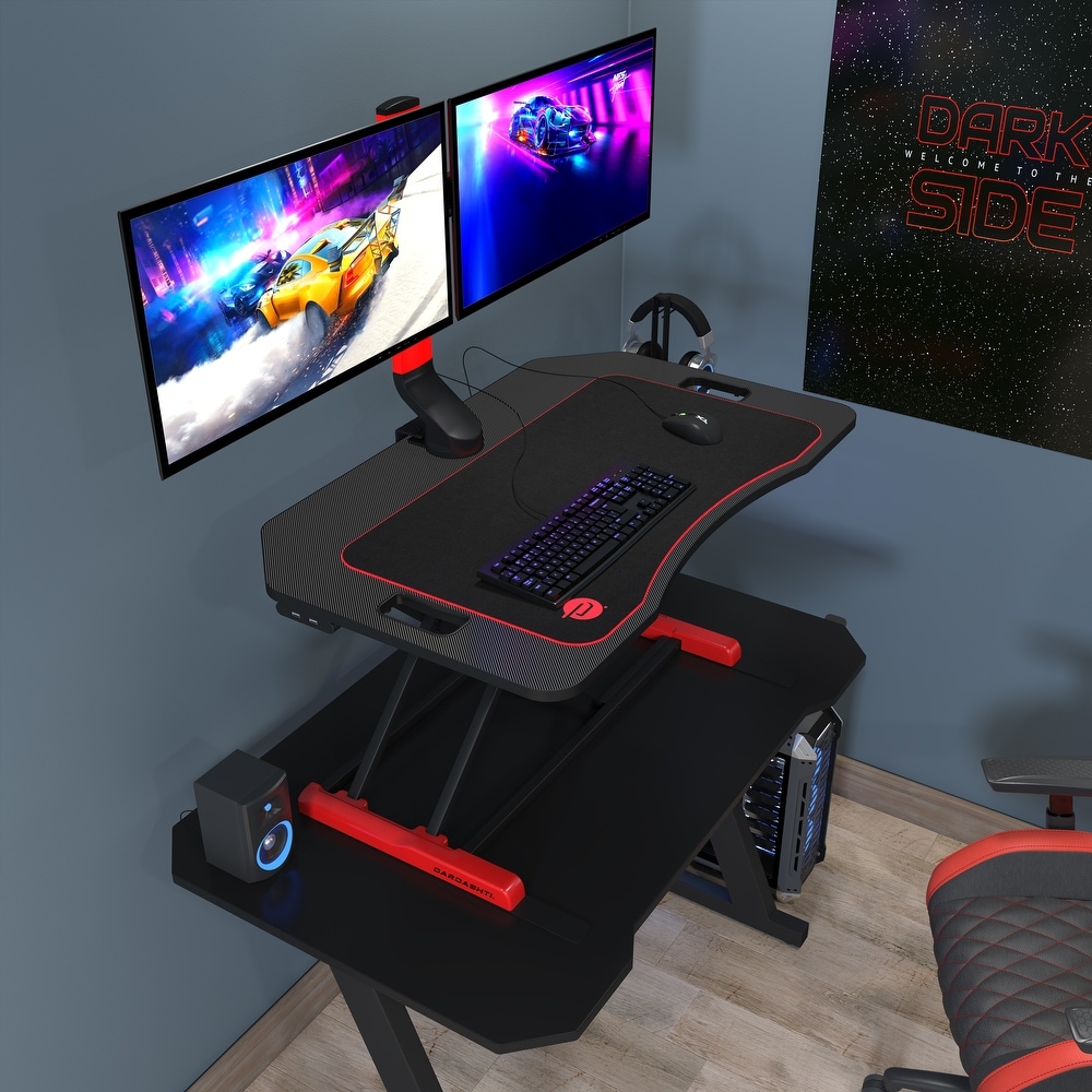 GTRACING Electric Adjustable Height Standing Gaming Desk with RGB Light and  Mouse Pad, Black 