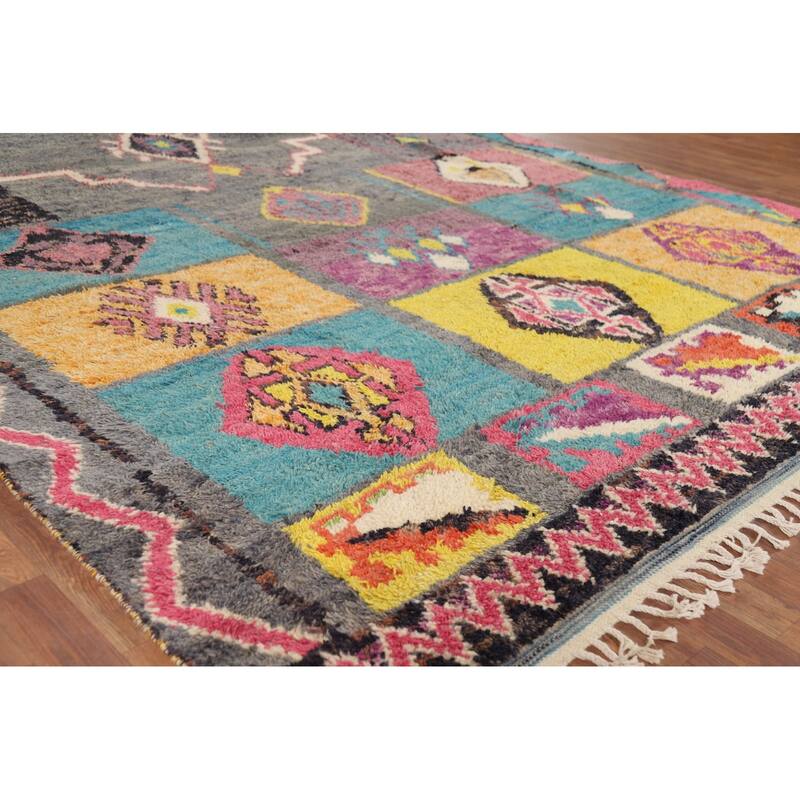 Geometric Plush Moroccan Oriental Area Rug Handmade Wool Carpet - 8'11" x 12'6"