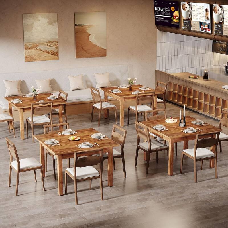 Square Dining Table/Desk Solid Wooden Legs Compact Kitchen Table for Dining/Living Room