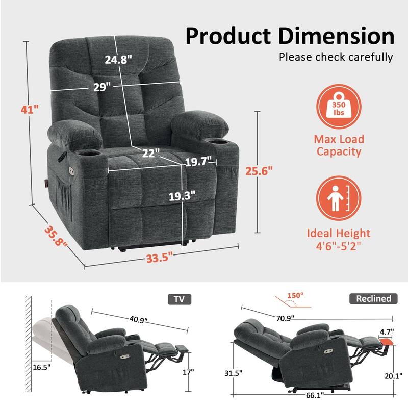 MCombo Power Lift Recliner Chair with Extended Footrest for Elderly People