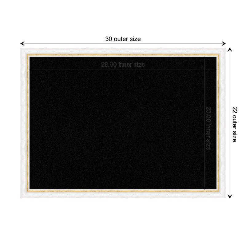 Morgan Wood Framed Black Corkboard Bulletin Board - Morgan White Gold - Board Size 28x20