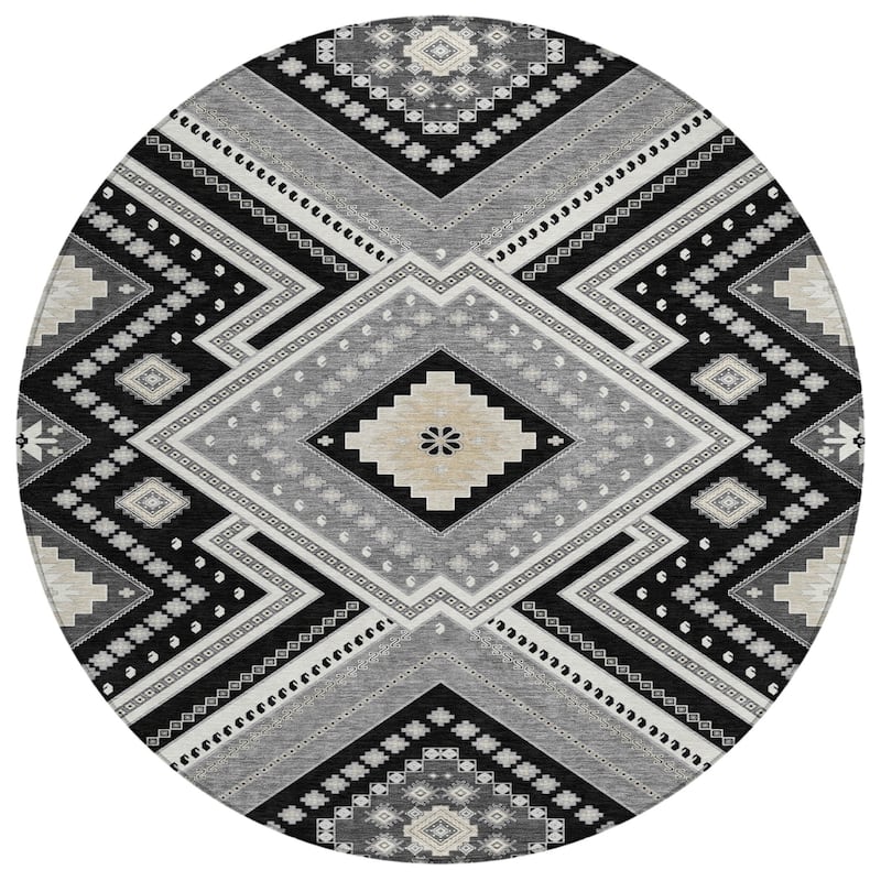 Machine Washable Indoor/ Outdoor Global Boho Chantille Rug