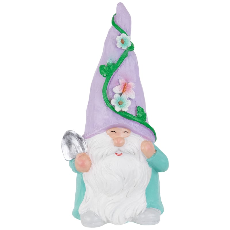 Happy Gardening Gnome with Shovel Outdoor Garden Statue - 8"