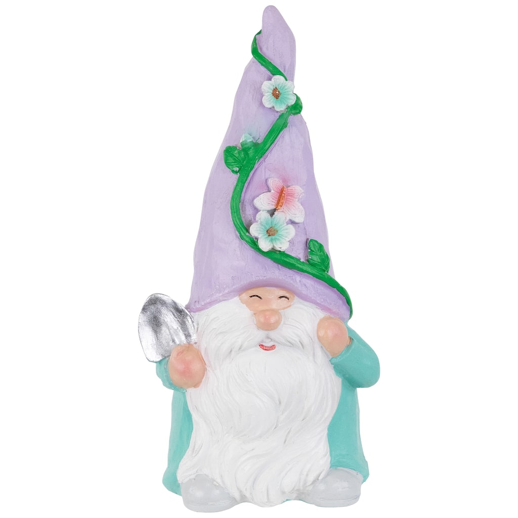 Happy Gardening Gnome with Shovel Outdoor Garden Statue - 8"