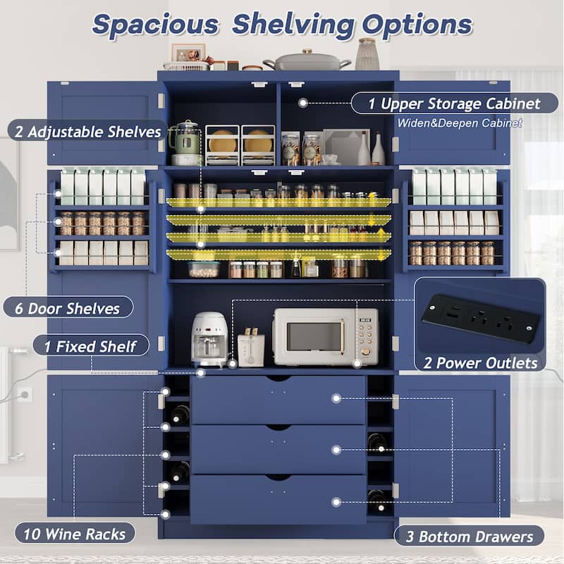 80.1'' Tall Freestanding Kitchen Pantry - Blue