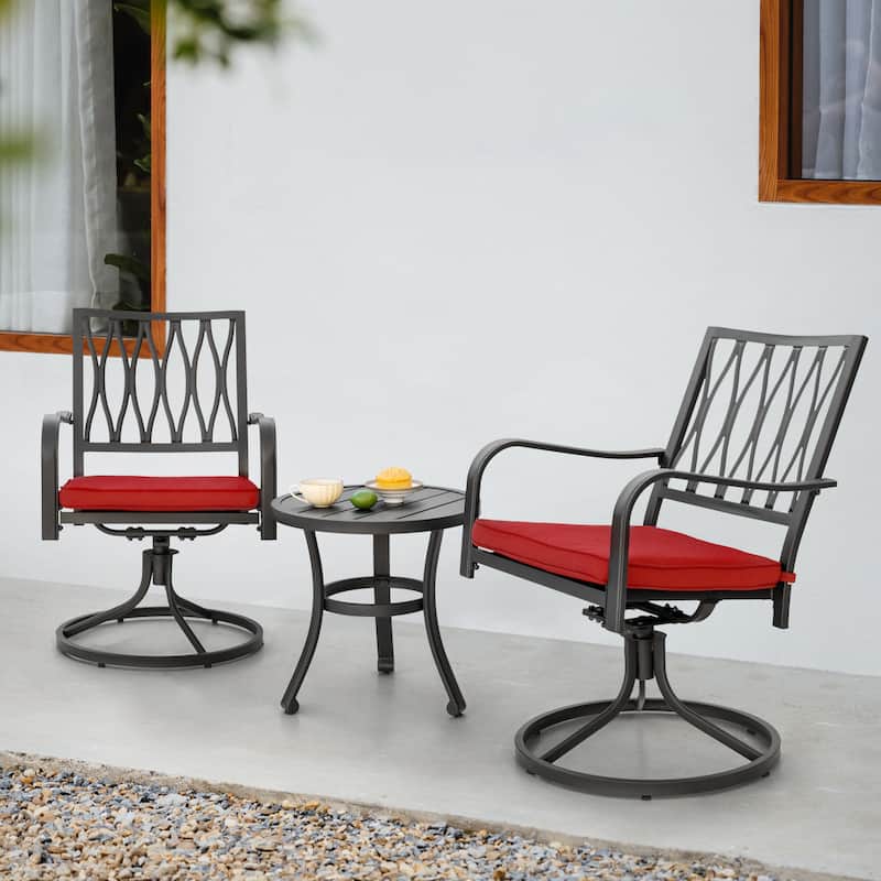 Outdoor Patio Bistro Set With Swivel Chairs - 3 PCS
