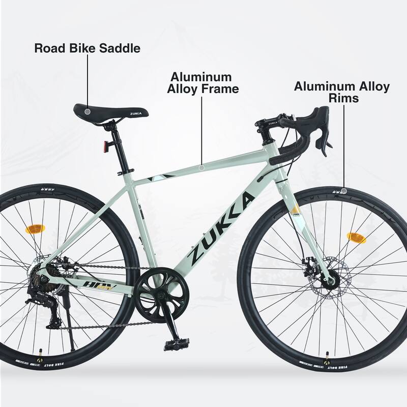 700C Road Cycling Bike, 7 Speed City Commuting Bicycle with Dual Disc Brakes, Aluminum Alloy Frame for Teens, 16 Years and Up