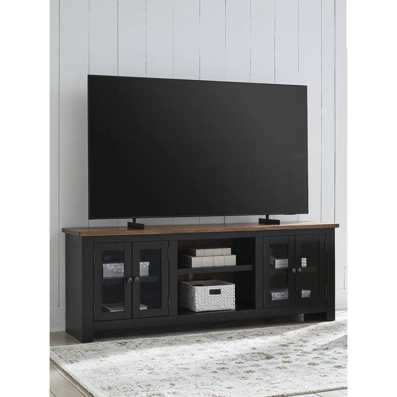 Signature Design by Ashley Wildenauer Black/Brown 76" TV Stand for TVs up to 87" - 76"W x 18"D x 28"H