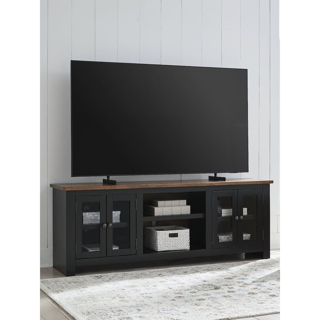 Signature Design by Ashley Wildenauer Black/Brown 76" TV Stand for TVs up to 87" - 76"W x 18"D x 28"H