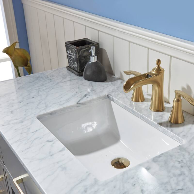 Altair Ivy Single Bathroom Vanity Set and Carrara White Countertop without Mirror