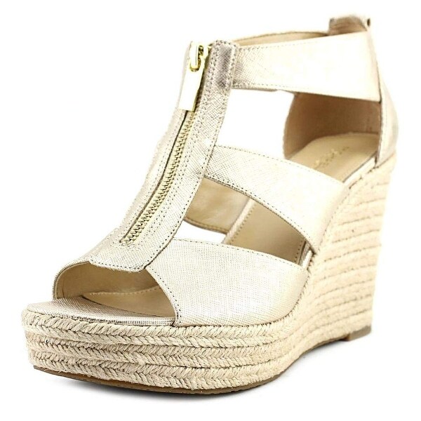 Shop Michael Kors Womens Damita Wedge Leather Open Toe Casual Platform Sandals - On Sale - Free ...