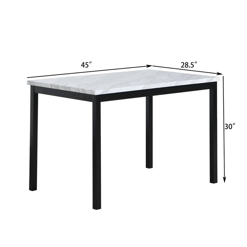 Metal Dining Table with Laminated Faux Marble Top