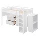preview thumbnail 3 of 7, White Pine Wood Twin Size Loft Bed with Rolling Cabinet