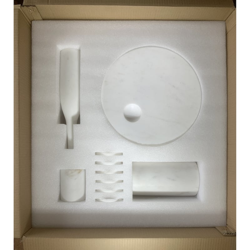 Roomfitters Natural Marble Dining Room Accessories Set, Luxury 10-Piece Genuine Stone Tabletop Collection