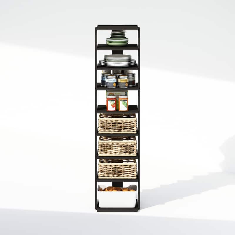 8 Tiers Wood Household Shelving Unit in Espresso (12.64 in. W x 51.18 in. H x 12.13 in. D) - 12.64