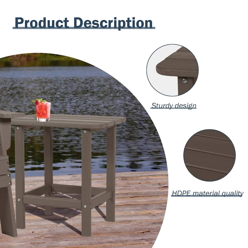 Aoodor Outdoor Adirondack Side Table HDPE End Table - 18"×14.5"