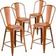 preview thumbnail 23 of 22, Distressed Metal Indoor/ Outdoor 24-inch Counter Stools (Set of 4) Orange