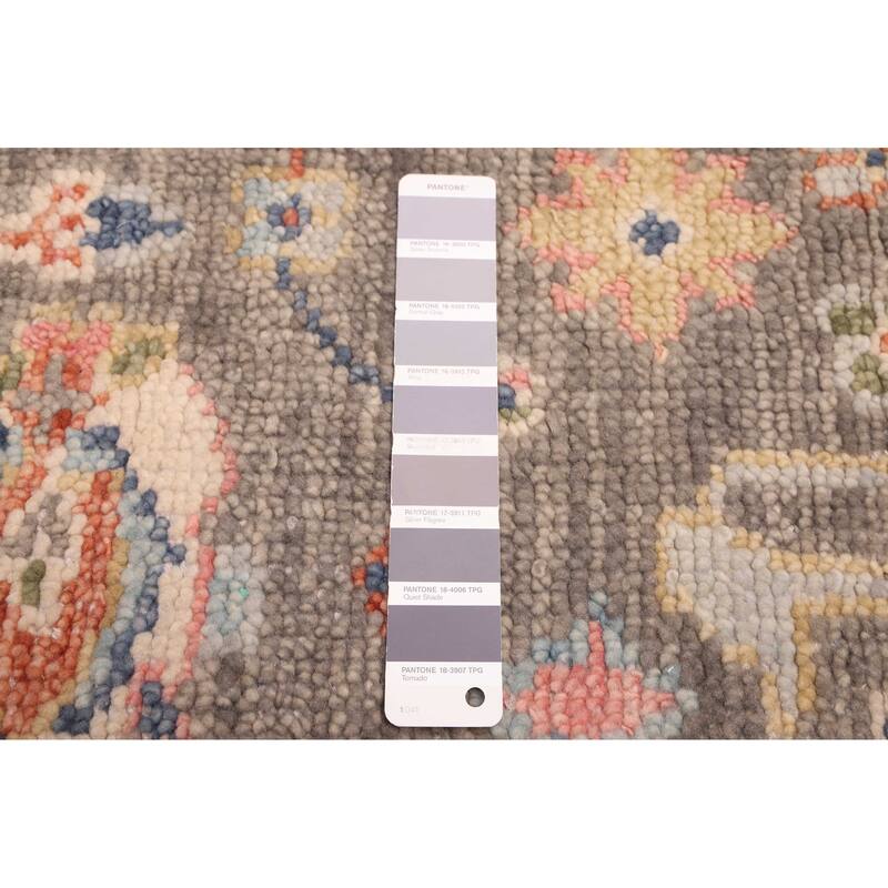 ECARPETGALLERY Hand-knotted Modern Oushak Dark Grey Wool Rug - 3'0 x 5'0