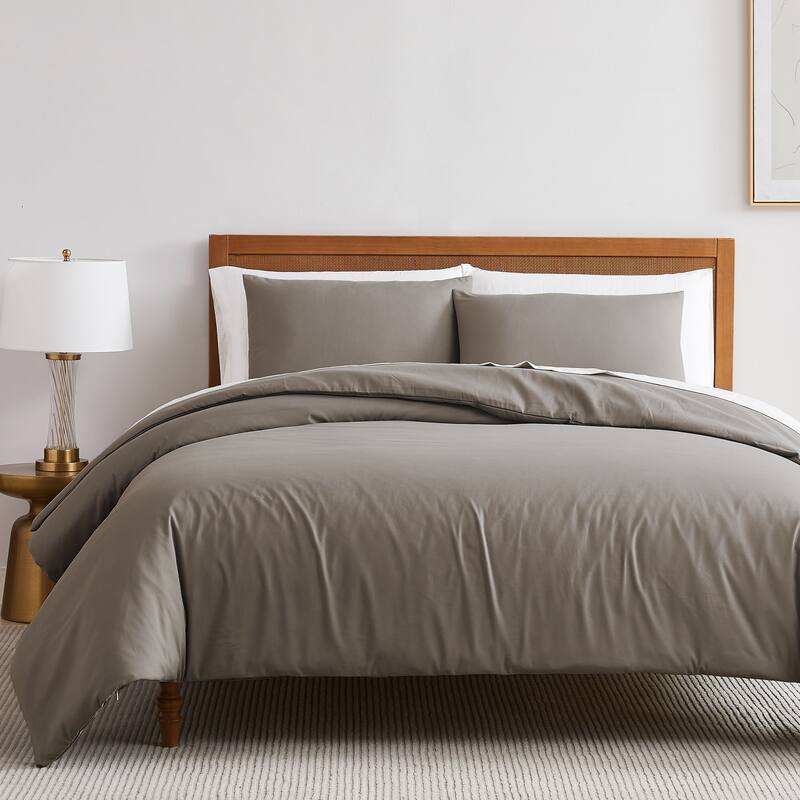 Vilano Series Ultra Soft 3-piece Duvet Cover Set - Dark taupe - Twin - Twin XL