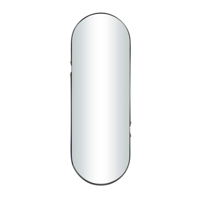 Metal Oval Wall Mirror - Black - CosmoLiving by Cosmopolitan - 2"W x 15"L x 43"H