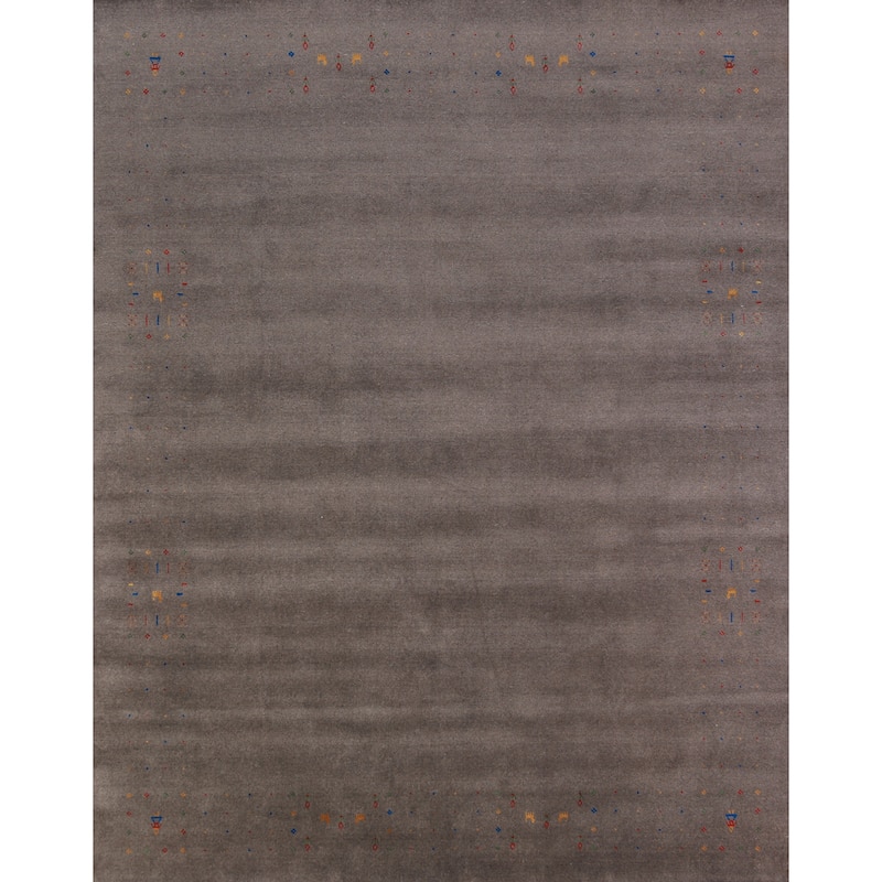 Tribal Gabbeh Indian Area Rug Hand-Knotted Oriental Wool Carpet - 8'1" x 9'10"