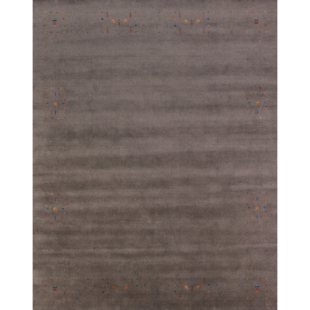 Tribal Gabbeh Indian Area Rug Hand-Knotted Oriental Wool Carpet - 8'1" x 9'10"