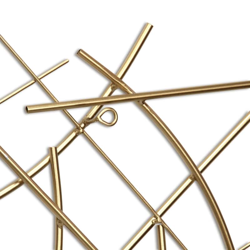HomeRoots 24" X 44" Gold Abstract Lines Metal Hanging Dimensional Sculpture