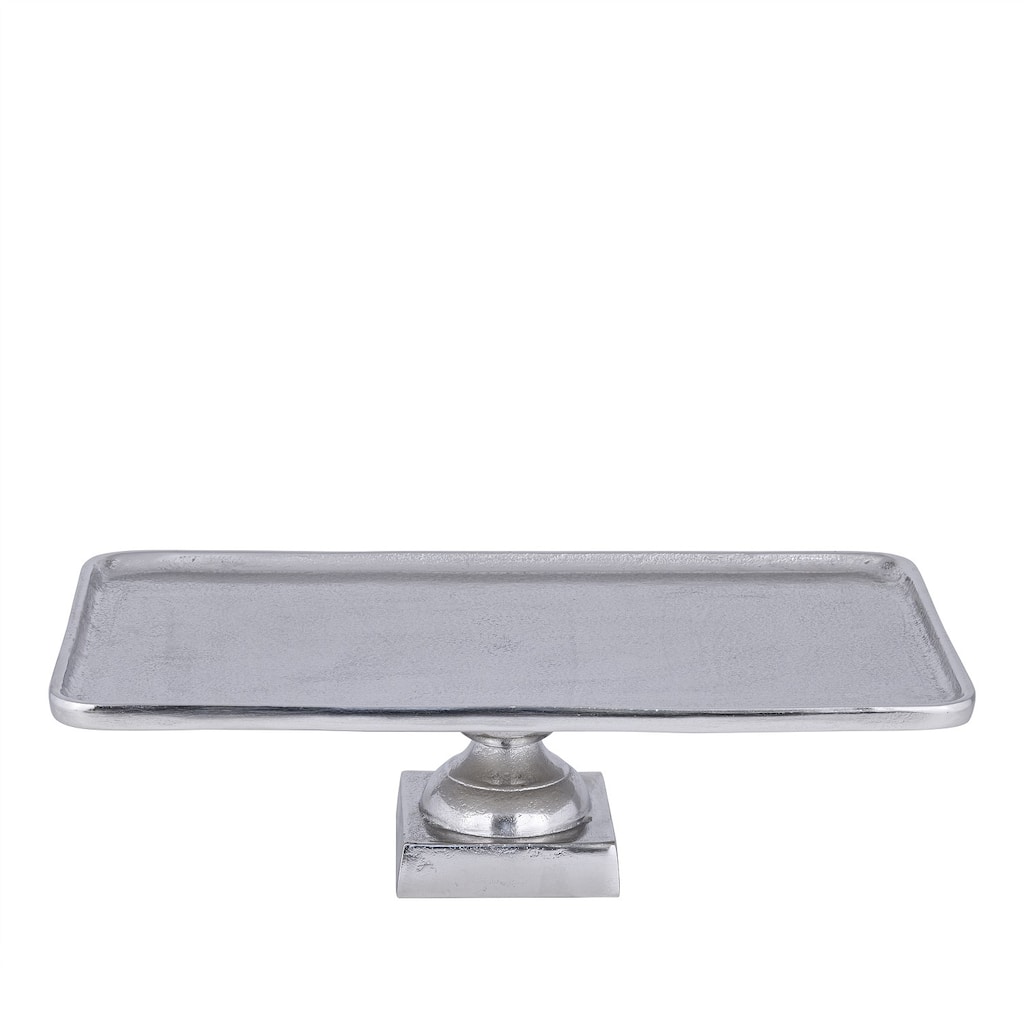 Lg. Cast Aluminum Tray on Stand - NICKEL