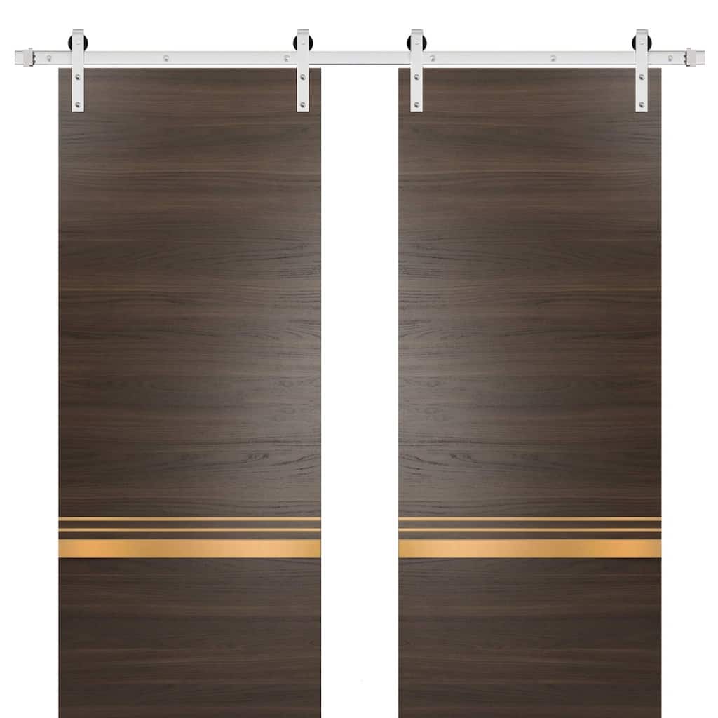 Sturdy Double Barn Door 36 x 80 with Planum 2010 Chocolate Ash with 13FT