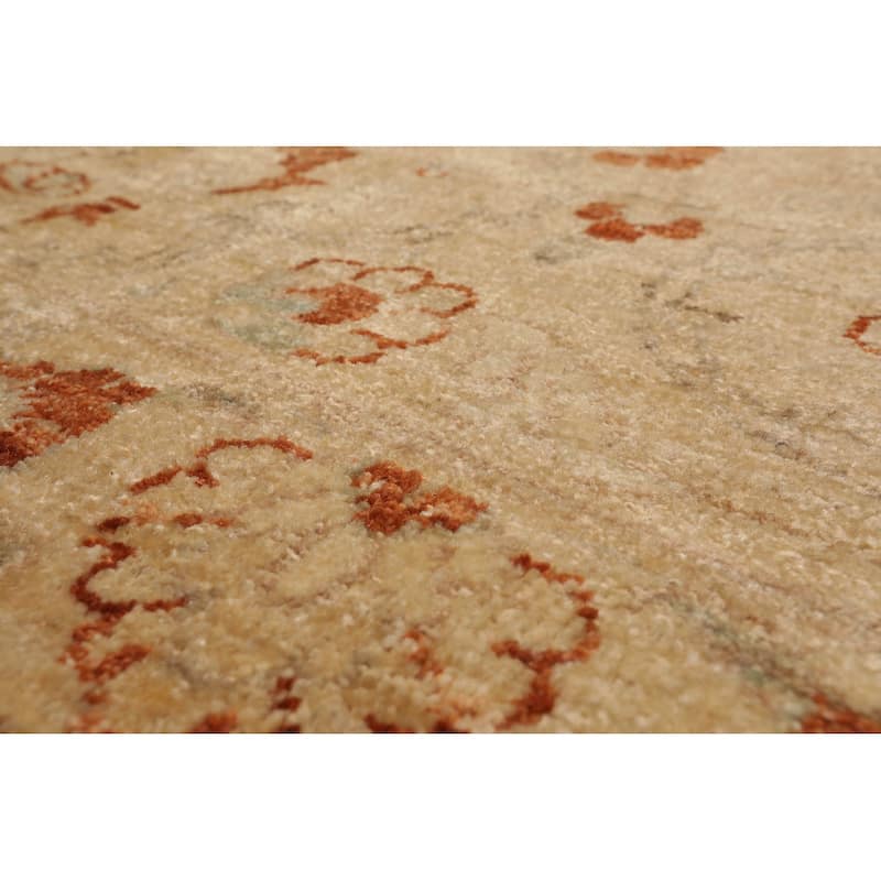 Hand Knotted Warm Beige Oushak Wool Traditional Oriental Area Rug - 12' 1'' x 17' 9''