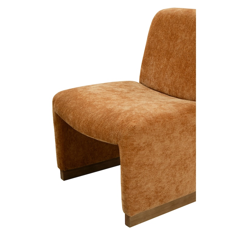 Armless Chair With Wood Legs And Soft Fabric