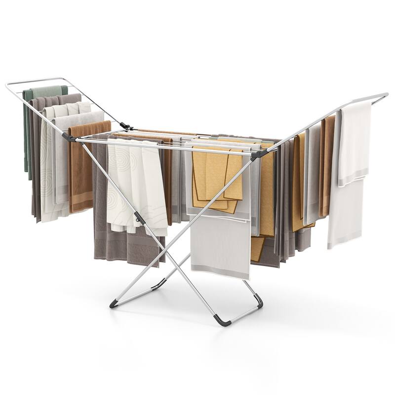 Gymax Folding Clothes Drying Rack w/ Adjustable Wings 20 Drying Rails
