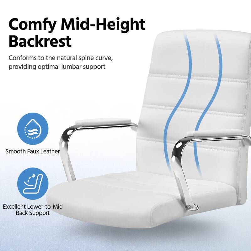 Yaheetech Adjustable Mid-Back Faux Leather Swivel Office Chair