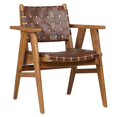 Seena Teak Upholstered Dining Chair, Brown