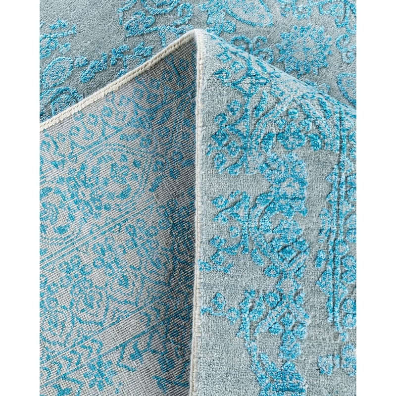 Ikat One-of-a-Kind Hand-Knotted Area Rug - Gray, 8' 1" x 9' 10" - 8' 1" x 9' 10"