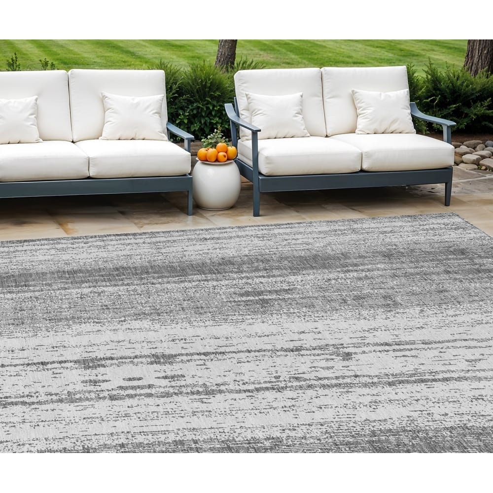HomeRoots Striped Transitional Rectangle Outdoor Rug