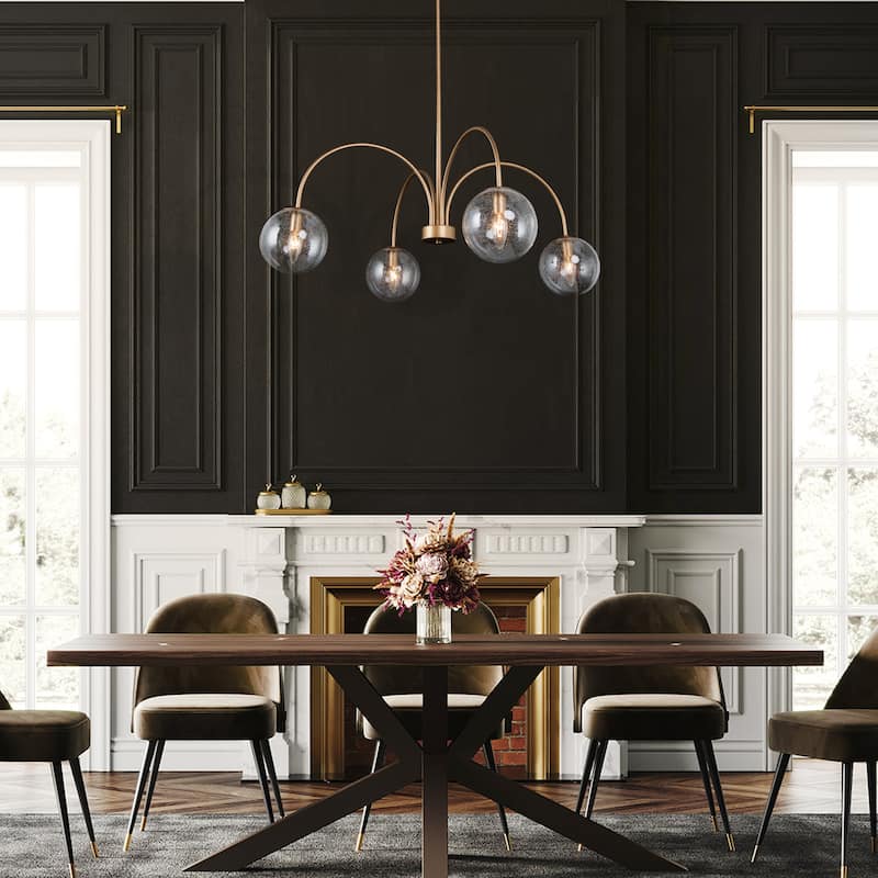 Glam Gold Chandelier 33'' Pendant with Large Globe Glass for Dining Room - D33" X H 12.5"