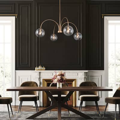 Glam Gold Chandelier 33'' Pendant with Large Globe Glass for Dining Room - D33" X H 12.5"