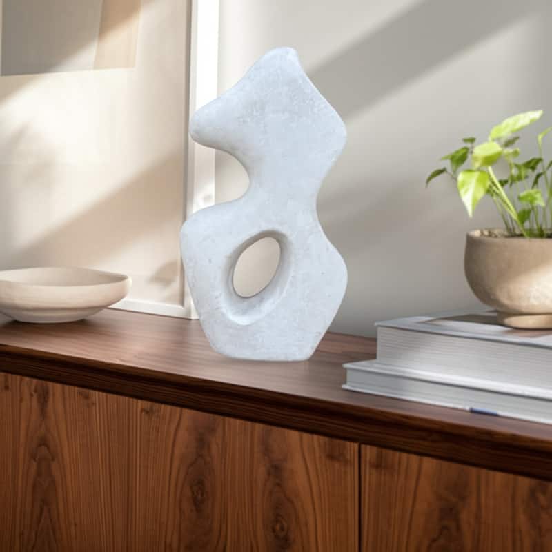 Pottery Abstract Sculpture with Curved Silhouette and Artistic Design