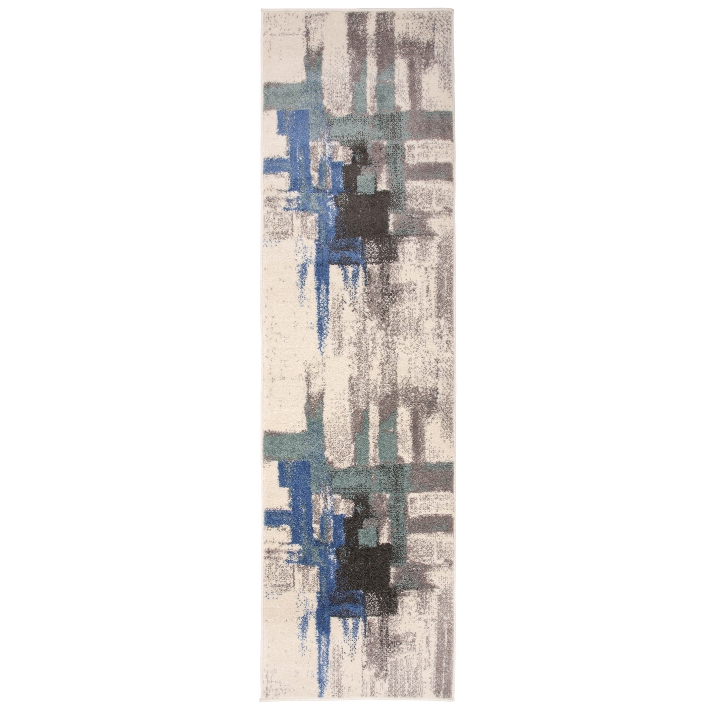 7'8 X10' HR Blue/Grey/Silver/Black/Abstract Contemporary Modern Design Brushed Colors Area Rug