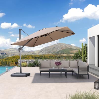 PURPLE LEAF Stylish UV50+ Fade Resistant Patio Cantilever Umbrella With Base