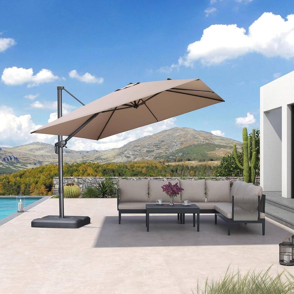 PURPLE LEAF Stylish UV50+ Fade Resistant Patio Cantilever Umbrella With Base