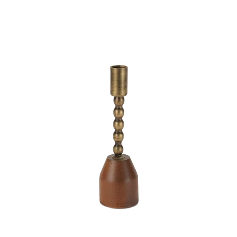 Modern Metal Taper Candle Holder with Birch Base (Set of 3)