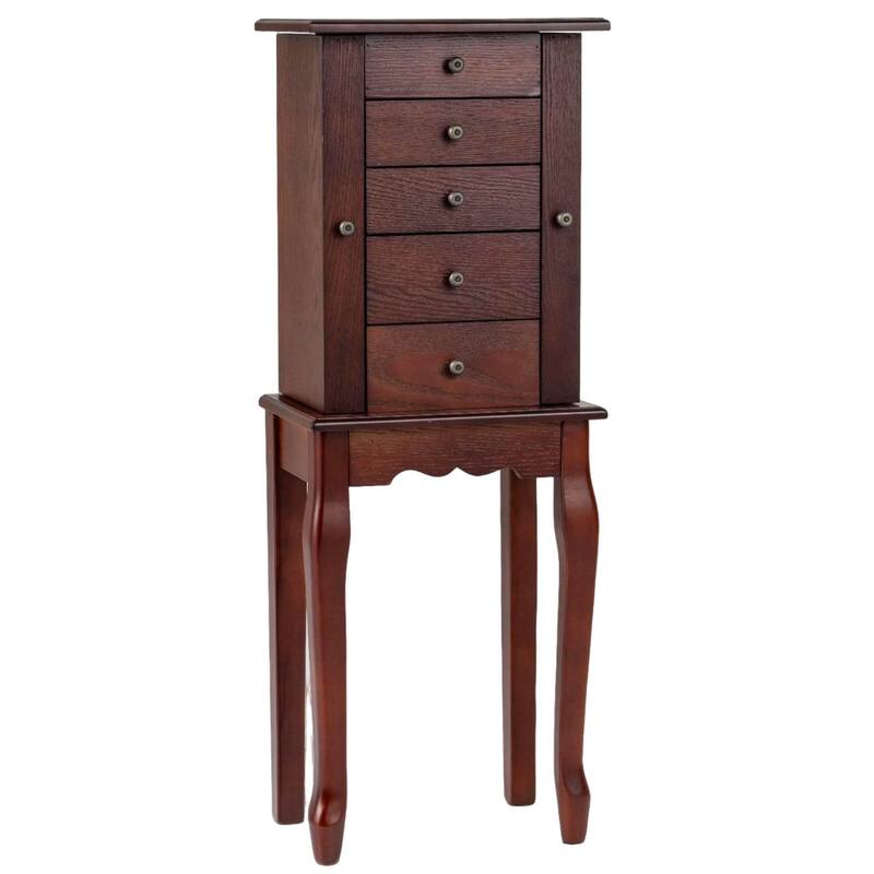 Costway Jewelry Cabinet Storage Chest Standing Organizer Mirror White - See Details