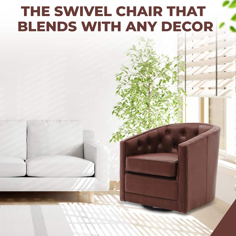 NPD Furniture Walsh Top Grain Leather Swivel Chair